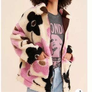 Damson Madder Floral Sherpa Fleece Jacket – uk Size 10 us size 6